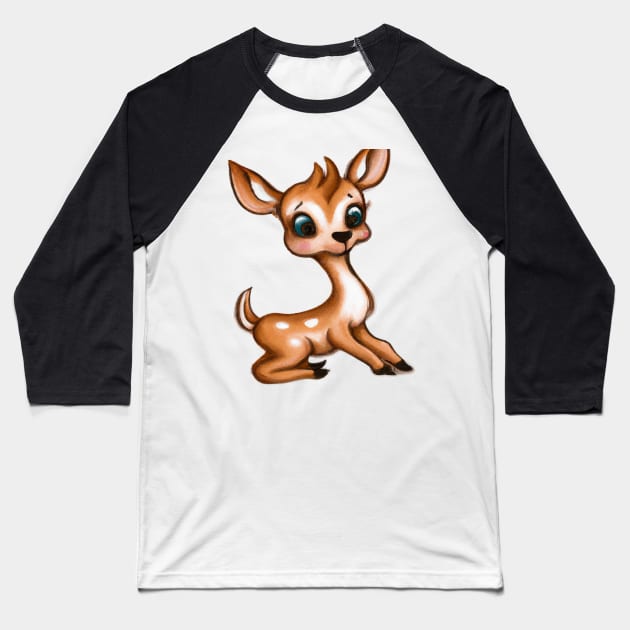 Cute Deer Drawing Baseball T-Shirt by Play Zoo